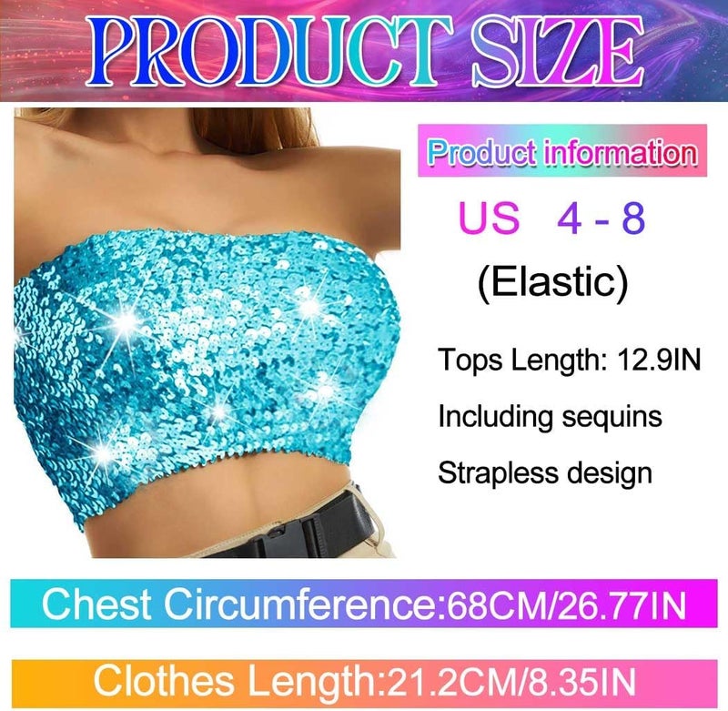 Nicute Sequin Tube Top Sparkly Crop Tops for Women - Image 5